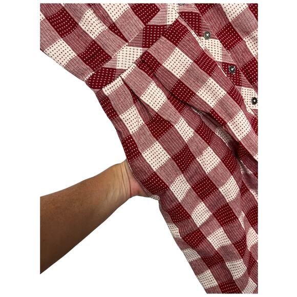 ModCloth Dress Womens 8 Red White Linen Gingham Retro Picnic Cottagecore Coastal - Picture 4 of 12